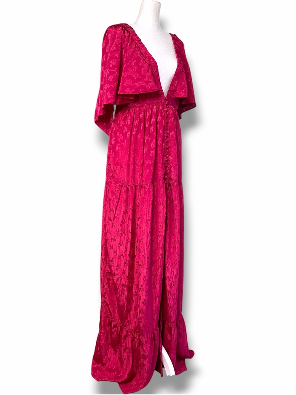 NWT Free People Cha Cha Maxi Dress Red Jacquard Boho Wedding Guest Goddess M - Picture 9 of 16